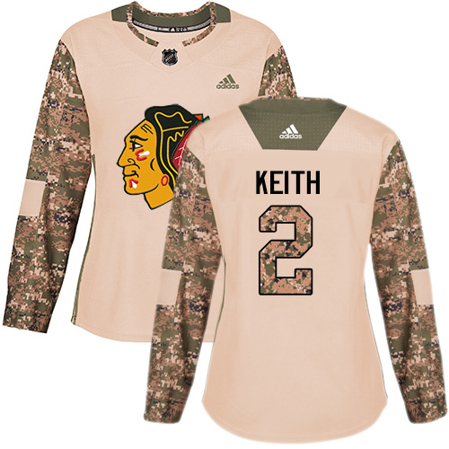 Adidas Blackhawks #2 Duncan Keith Camo Authentic Veterans Day Women's Stitched NHL Jersey